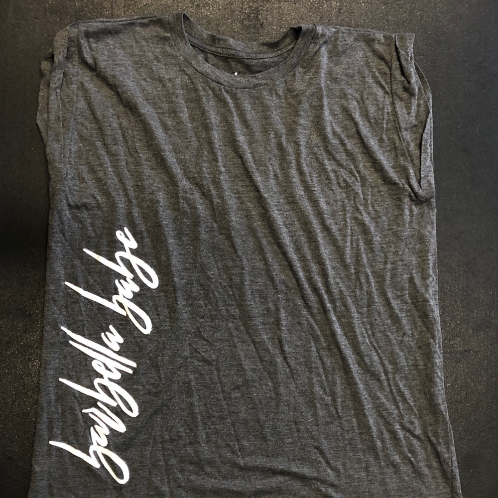 Grey “Barbella babe” t shirt w/ script font